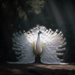 Wall Mural - Generative AI: withe peacock in a beautiful background