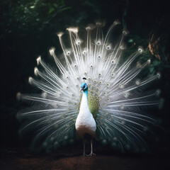 Wall Mural - Generative AI: withe peacock in a beautiful background