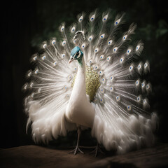 Wall Mural - Generative AI: withe peacock in a beautiful background