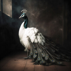 Wall Mural - Generative AI: withe peacock in a beautiful background