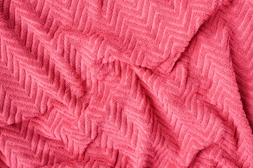 Undulating plush pink towel fabric