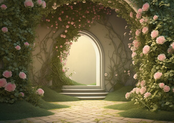 Wall Mural - Generative AI: A beautiful secret fairytale garden