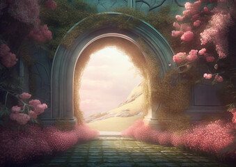 Wall Mural - Generative AI: A beautiful secret fairytale garden