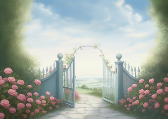 Wall Mural - Generative AI: A beautiful secret fairytale garden