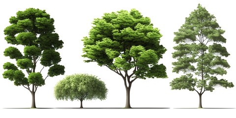 Wall Mural - The grove of trees has a beautiful, towering green tree isolated on a white backdrop. Generative AI