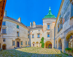 Wall Mural - Panorama of the inner courtyard of Olesko Castle, Ukraine