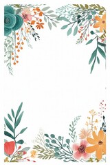 Beautiful boho floral watercolor background illustration made with Generative AI 