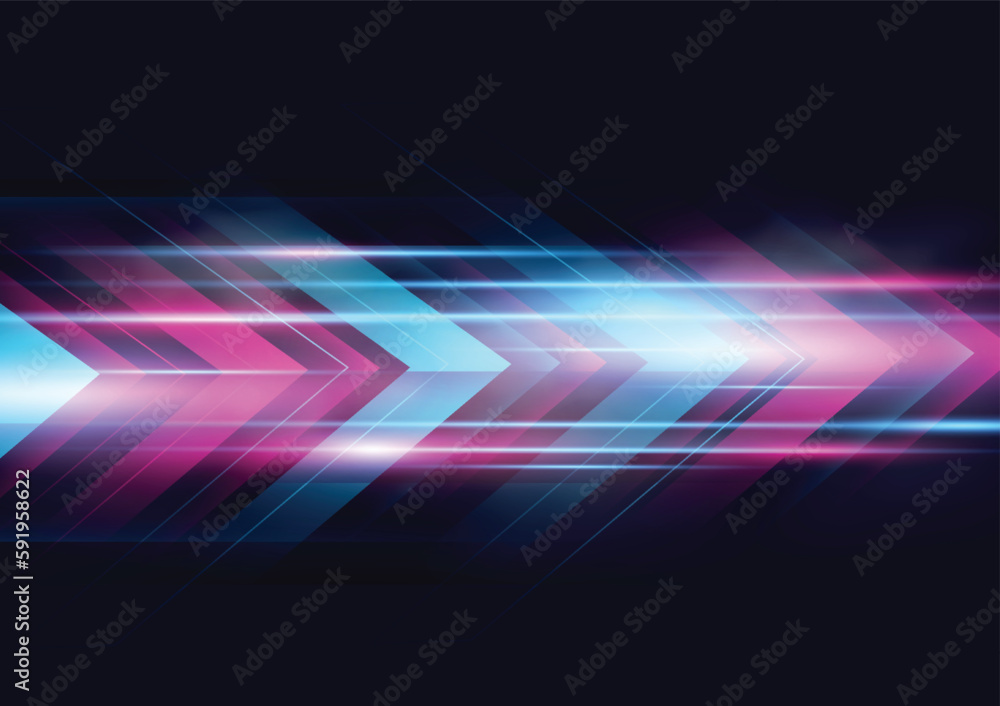 Abstract modern hight speed light arrow line technology effect on black ...