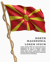 Wall Mural - White Backround Flag Of NORTH MACEDONIA