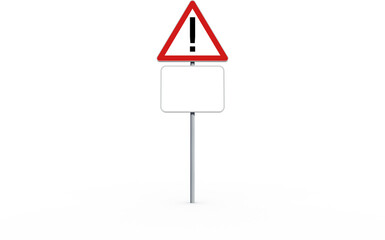 Sticker - Red road sign with exclamation mark and blank placard