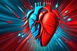 Human Heart Abstract in red and blue. AI Generated