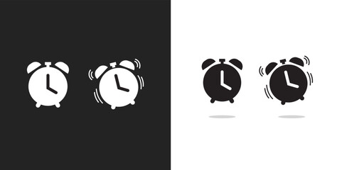 Wall Mural - clock alarm icon vector, time watch bell ringing wake up reminder for ui graphic illustration simple