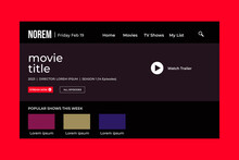 Movie player app on Laptop screen. Netflix. UI. UX. User interface user experience. Youtube