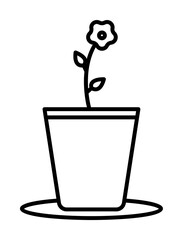 Sticker - flower in pot icon illustration on transparent background