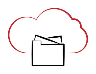 Sticker - Cloud upload icon illustration on transparent background