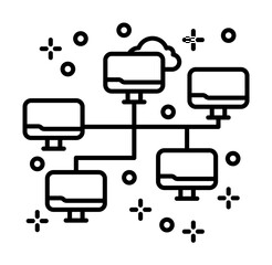 Wall Mural - Computer network cloud icon illustration on transparent background