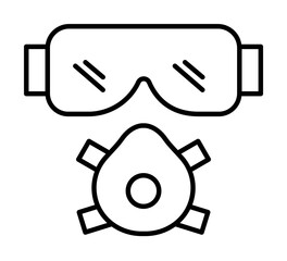 Sticker - building glasses and mask outline icon illustration on transparent background