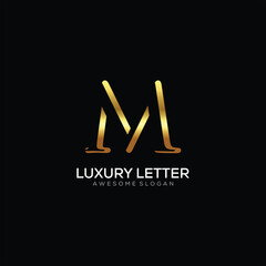 Wall Mural - letter M logo with luxury color design