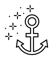 Wall Mural - Diving anchor icon illustration on transparent background