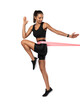 © opolja - Sportswoman exercising with resistance band. Female with working out with elastic band on transparent background