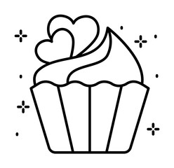 Poster - Cupcake, heart icon illustration on transparent background