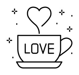 Canvas Print - Cup, heart icon illustration on transparent background