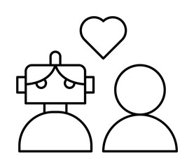 Poster - Robotic heart love technology icon illustration on transparent background