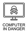 © Anar - computer in danger outline icon illustration on transparent background