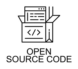 Canvas Print - open source code icon illustration on transparent background