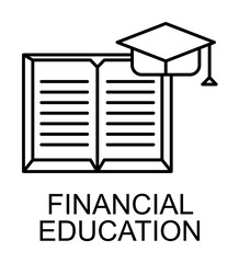 Poster - financial education outline icon illustration on transparent background