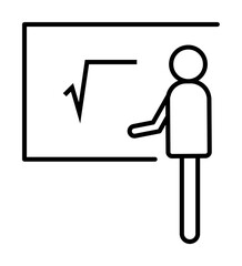 Poster - schoolboy at the blackboard outline icon illustration on transparent background