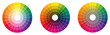 Colour palette wheel - RYB model, circle divided into 24 shades, version with different light, dark and saturation