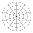 © Hanna - Polar grid of 10 segments and 3 concentric circles. Coaching tool. Wheel of life template. Circle diagram of lifestyle balance. Blank polar graph paper. Vector illustration.