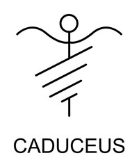 Poster - caduceus line icon illustration on transparent background