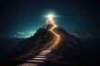© FryArt - Fururistic mountain with glowing path to the top Generative AI