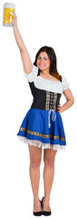 Wall Mural - Pretty oktoberfest girl raising beer tankard