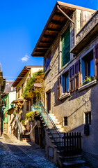 Sticker - historic buildings at the old town and port of Malcesine - lago di Garda