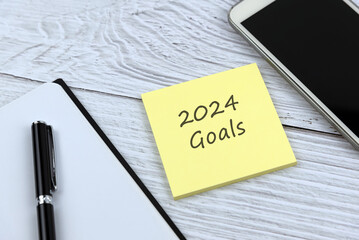 Wall Mural - Adhesive note with text 2024 goals