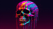 Deformed Screaming Skull In Synthwave Psychedelic Vibrant Colors Generative AI