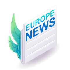 Wall Mural - isometric 3d icon news newspaper, online newspaper. the concept of information dissemination. cartoo