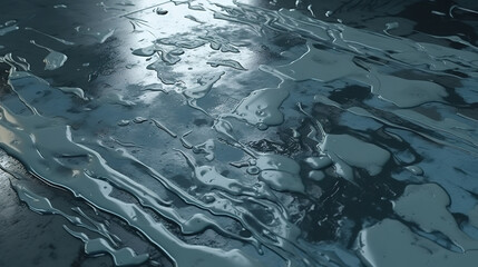 Poster - Concrete surface with spilled water and liquid. Generative Ai