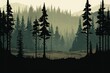 dense forest of towering pine trees. Generative AI