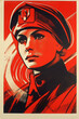Retro poster communist women. created with Generative AI technology.