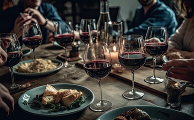 Friends Proposing a Toast with a Glass of Wine Generative AI