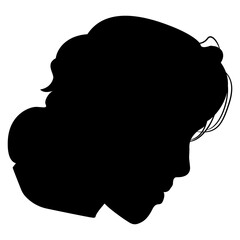 Wall Mural - Head of a handsome young man in profile. Black silhouette on white background.