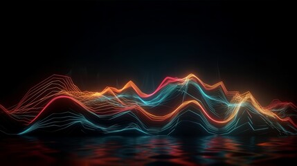 Wall Mural - abstract background of colorful neon wavy line glowi. generative ai