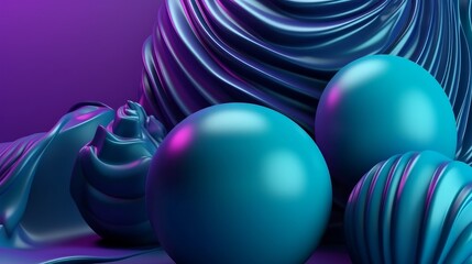 Aufkleber - Abstract 3d blue and purple color background. Generative ai