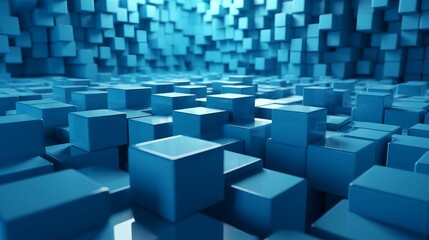 Poster - Cube patterns, black background, abstract background, shiny metal, matte metal, red and blue metal background, Generative Ai