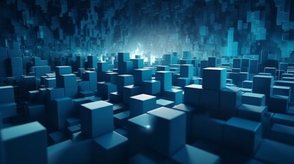 Poster - Cube patterns, black background, abstract background, shiny metal, matte metal, red and blue metal background, Generative Ai