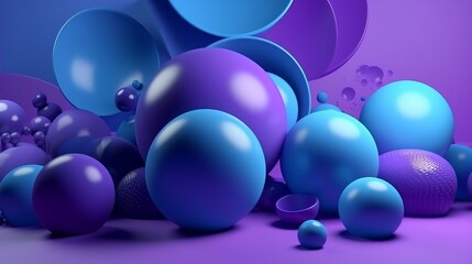 Aufkleber - Abstract 3d blue and purple color background. Generative ai